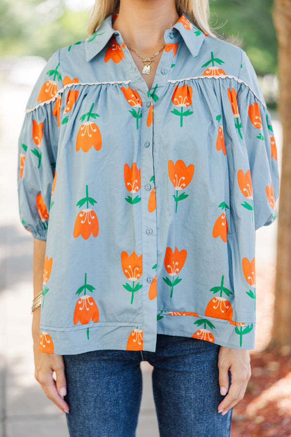 Always And Forever Blue Floral Blouse – Shop the Mint