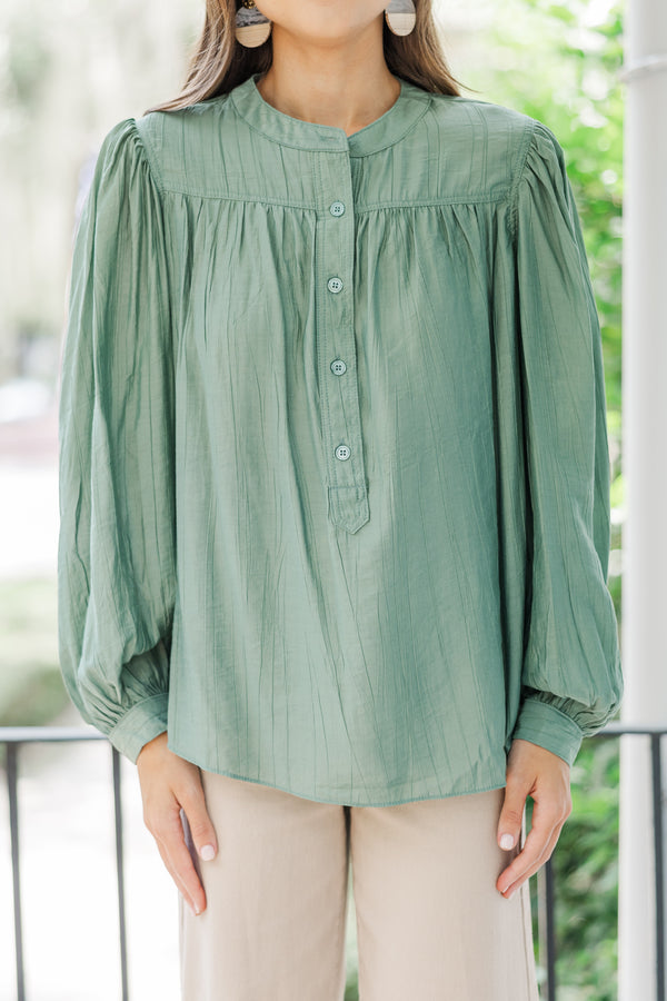 Show It Off Olive Green Button Down Blouse