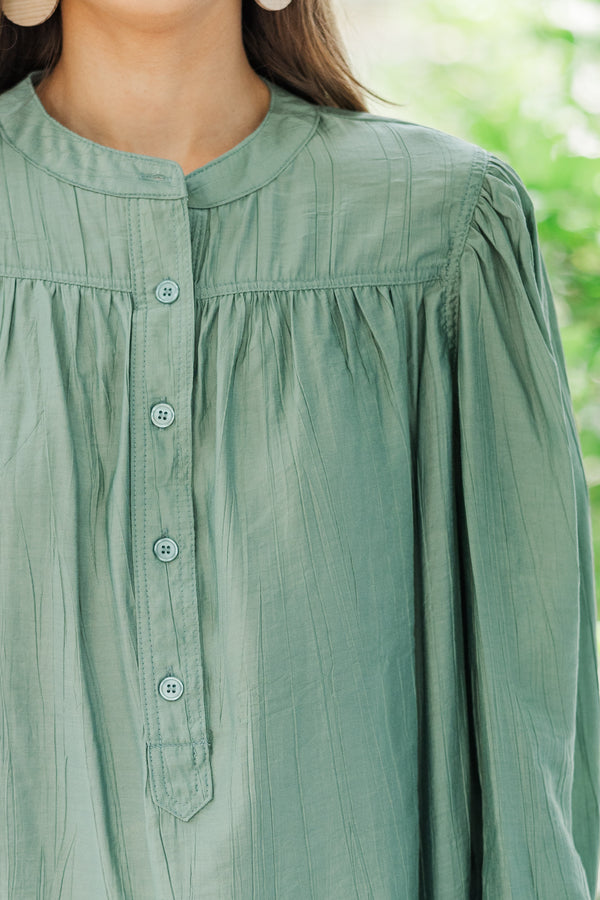 Show It Off Olive Green Button Down Blouse