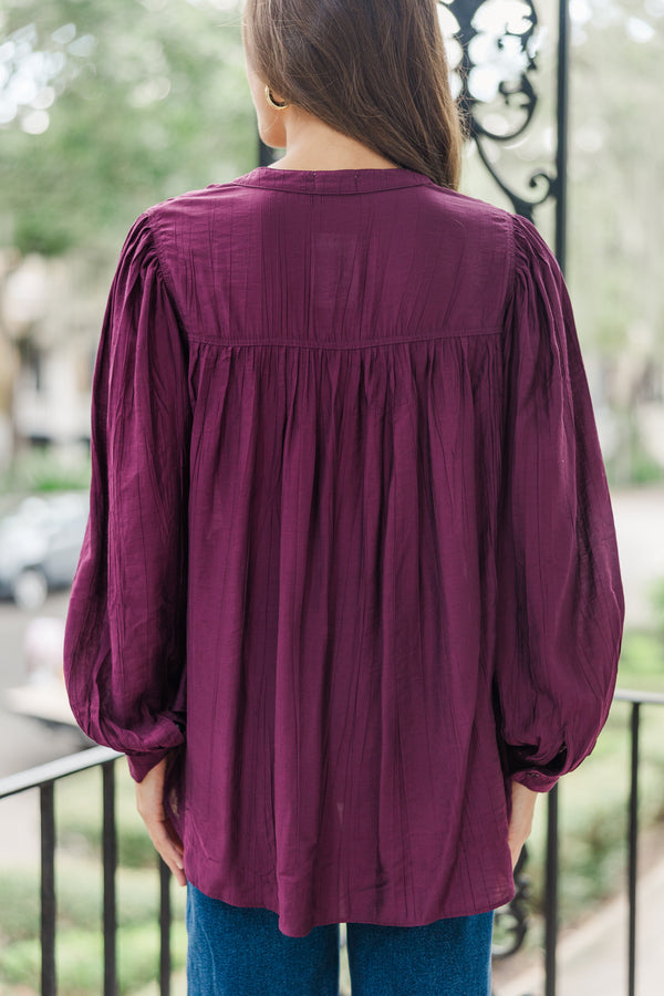 Show It Off Burgundy Red Button Down Blouse