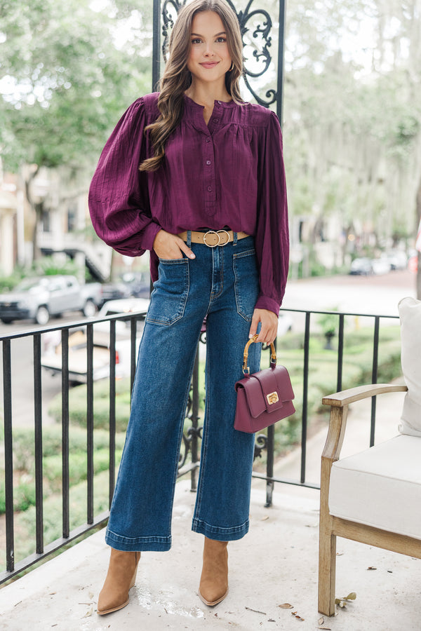 Show It Off Burgundy Red Button Down Blouse