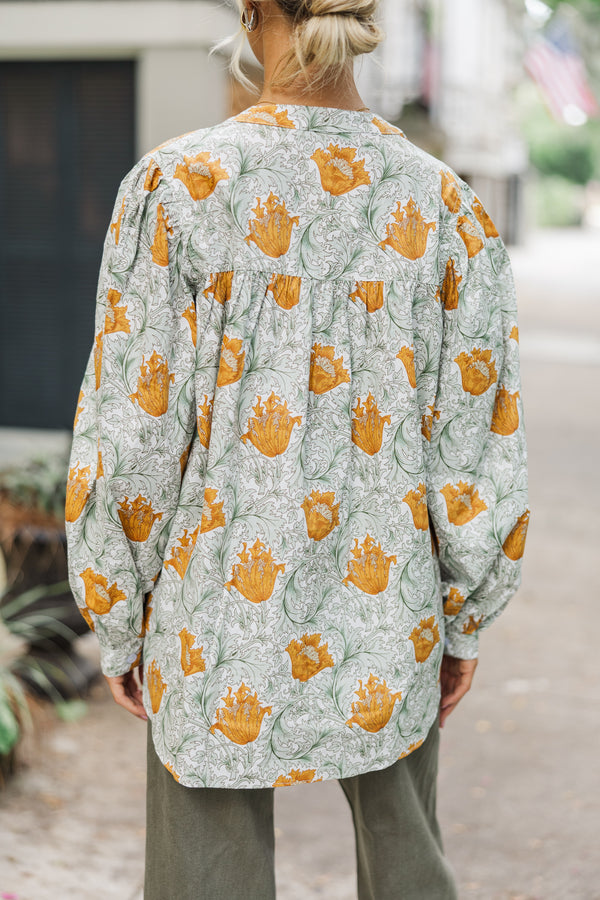 Show It Off Cream Floral Button Down Blouse