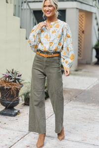 Show It Off Cream Floral Button Down Blouse