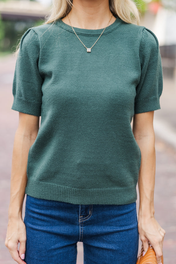 Crowd Pleaser Emerald Green Short Sleeve Sweater