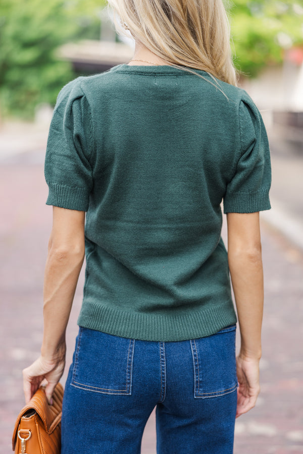 Crowd Pleaser Emerald Green Short Sleeve Sweater