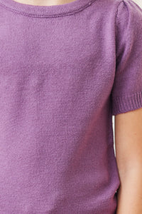 Girls: Work Of Art Plum Purple Short Sleeve Sweater