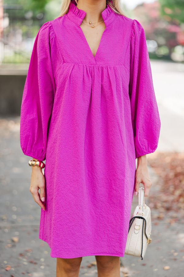 Above And Beyond Magenta Purple Textured Shift Dress