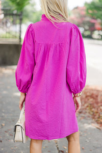 Above And Beyond Magenta Purple Textured Shift Dress