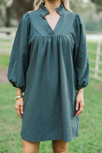 Above And Beyond Olive Green Textured Shift Dress