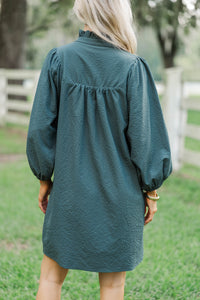 Above And Beyond Olive Green Textured Shift Dress
