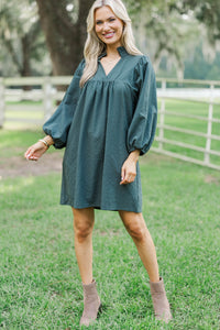 Above And Beyond Olive Green Textured Shift Dress