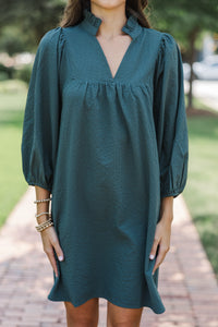 Above And Beyond Olive Green Textured Shift Dress