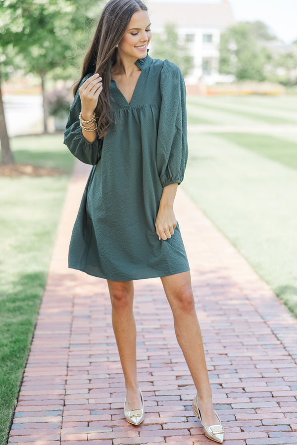 textured dresses, luxe dresses, babydoll blouses, green fall dresses