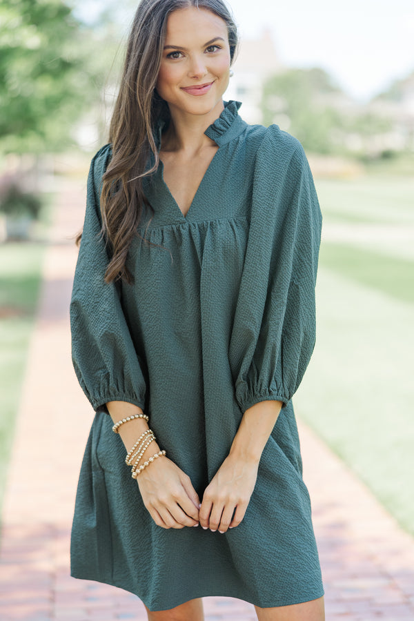 textured dresses, luxe dresses, babydoll blouses, green fall dresses