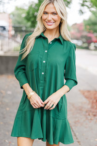 Share Your Story Emerald Green Shirt Dress