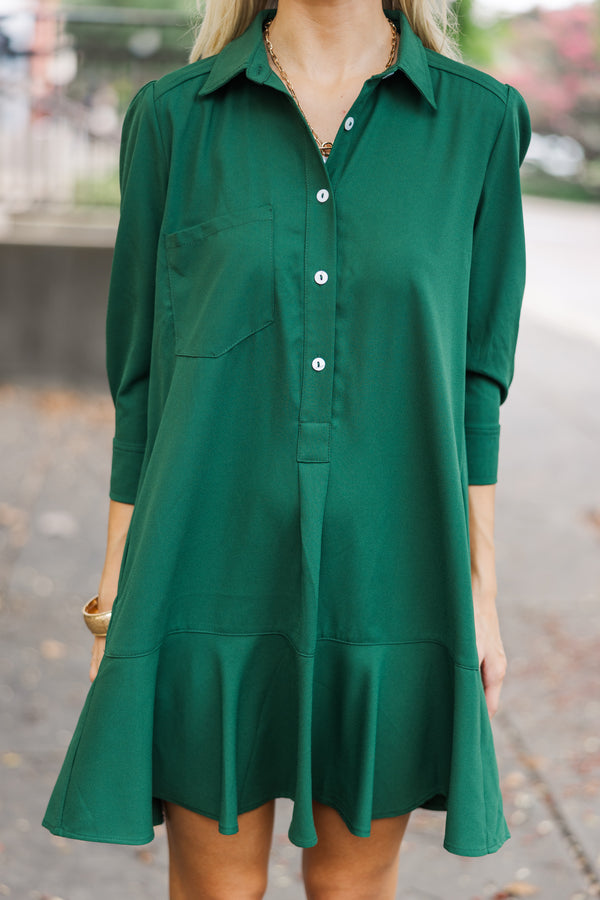 Share Your Story Emerald Green Shirt Dress