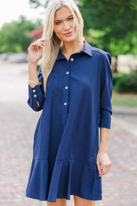 Share Your Story Navy Blue Shirt Dress