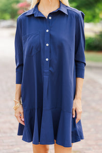 Share Your Story Navy Blue Shirt Dress