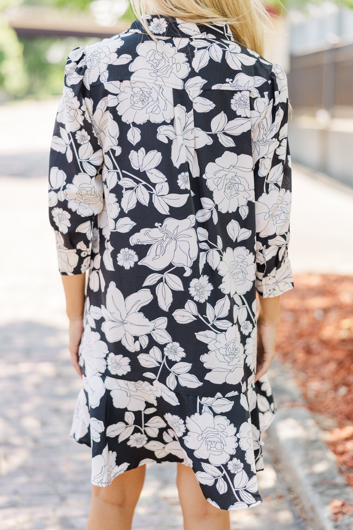 Printemps - Black floral shirt dress