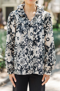 Always With Love Black Floral Blouse