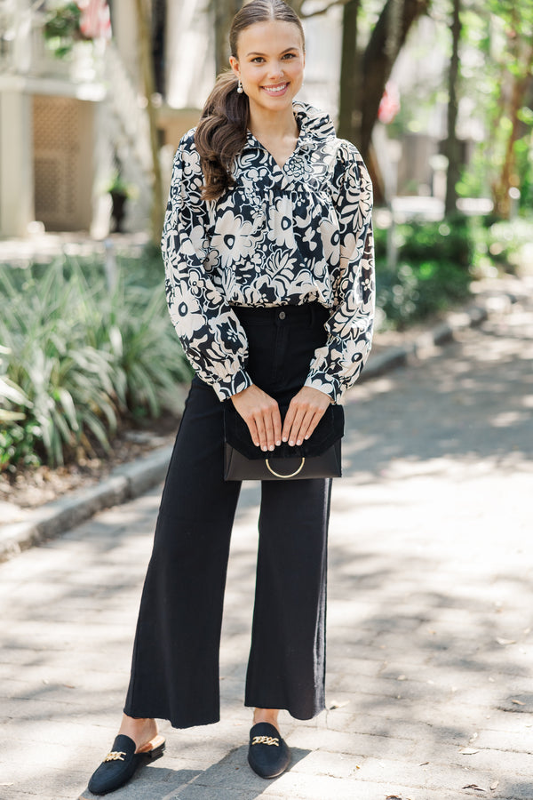 Always With Love Black Floral Blouse