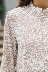 Always The One Taupe Leopard Shift Dress