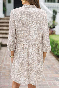 Always The One Taupe Leopard Shift Dress