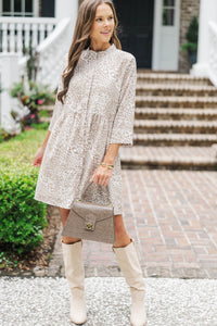Always The One Taupe Leopard Shift Dress