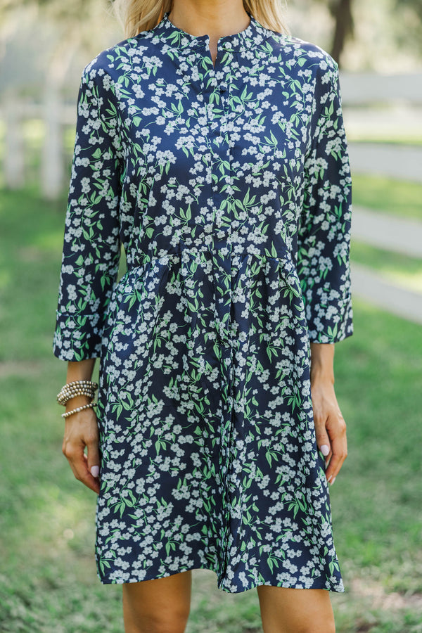 Always The One Navy Blue Floral Shift Dress