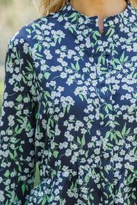Always The One Navy Blue Floral Shift Dress
