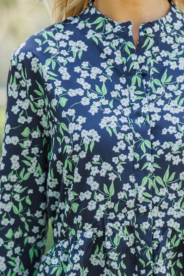 Always The One Navy Blue Floral Shift Dress