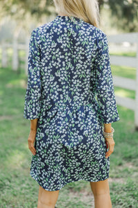 Always The One Navy Blue Floral Shift Dress