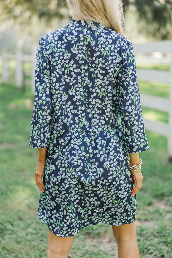 Always The One Navy Blue Floral Shift Dress