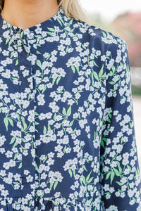 Always The One Navy Blue Floral Shift Dress