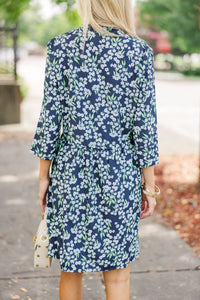 Always The One Navy Blue Floral Shift Dress