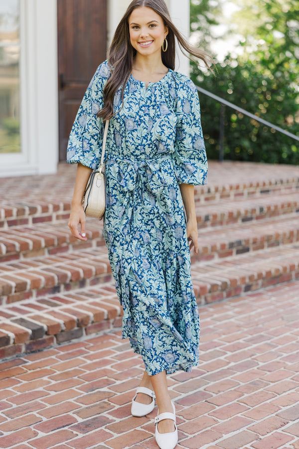 Good Intentions Navy Blue Floral Midi Dress – Shop the Mint