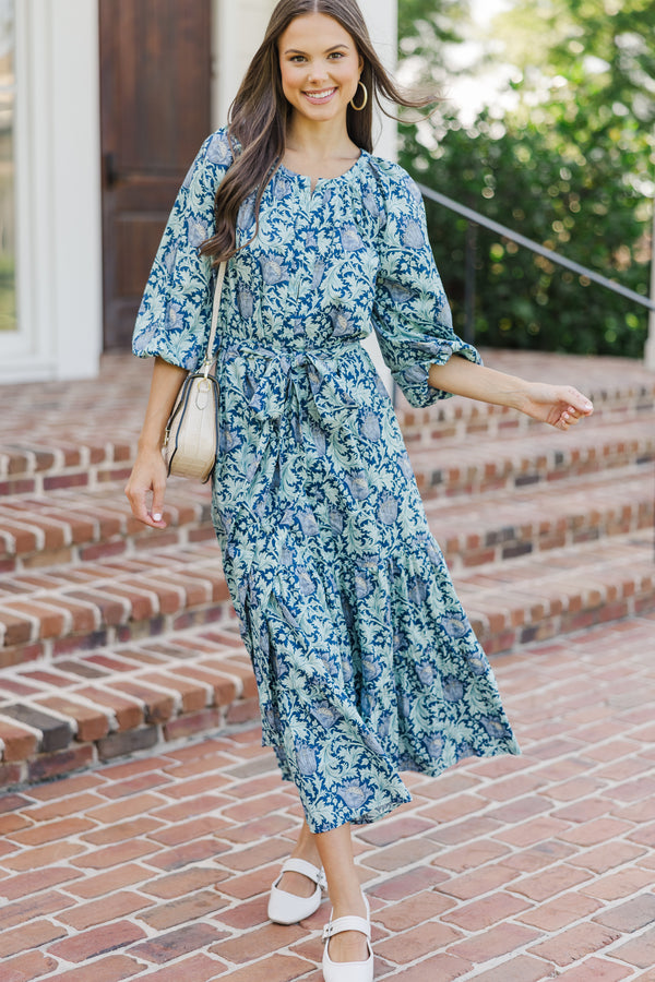 Good Intentions Navy Blue Floral Midi Dress, X-Large - The Mint Julep Boutique | Women's Boutique Clothing Good Intentions Navy Blue Floral Midi Dress, X-Large - The Mint Julep Boutique | Women's Boutique Clothing