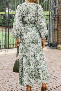 Good Intentions Olive Green Toile Midi Dress