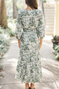 Good Intentions Olive Green Toile Midi Dress