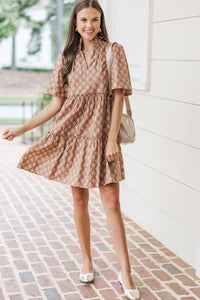 Feeling Your Best Brown Medallion Dress