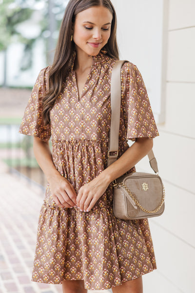 Feeling Your Best Brown Medallion Dress – Shop the Mint