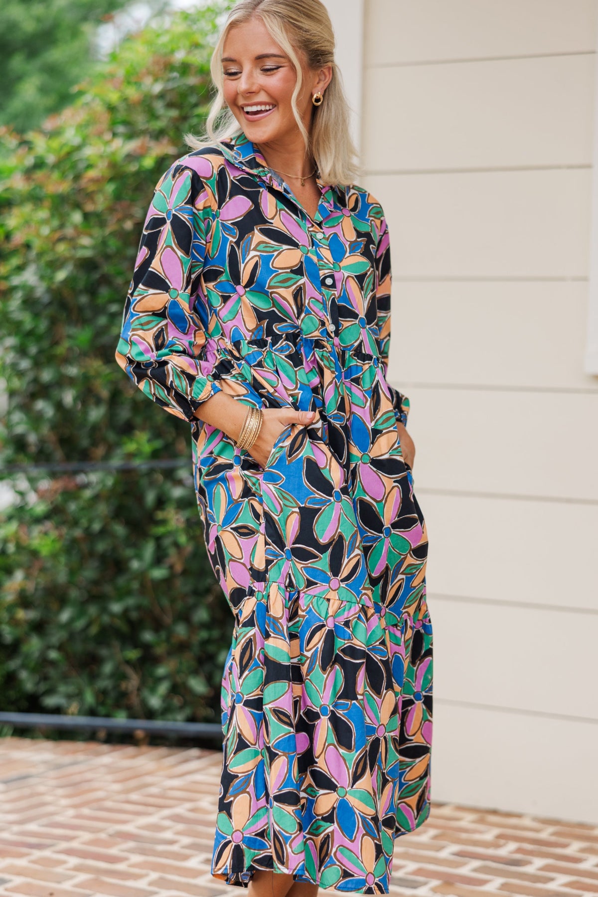 Harmonia dress green print main image 1