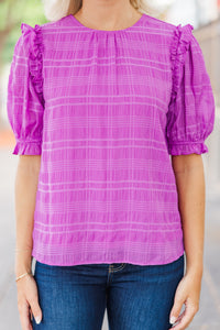 Glad To See You Magenta Purple Ruffled Blouse