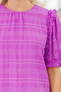 Glad To See You Magenta Purple Ruffled Blouse