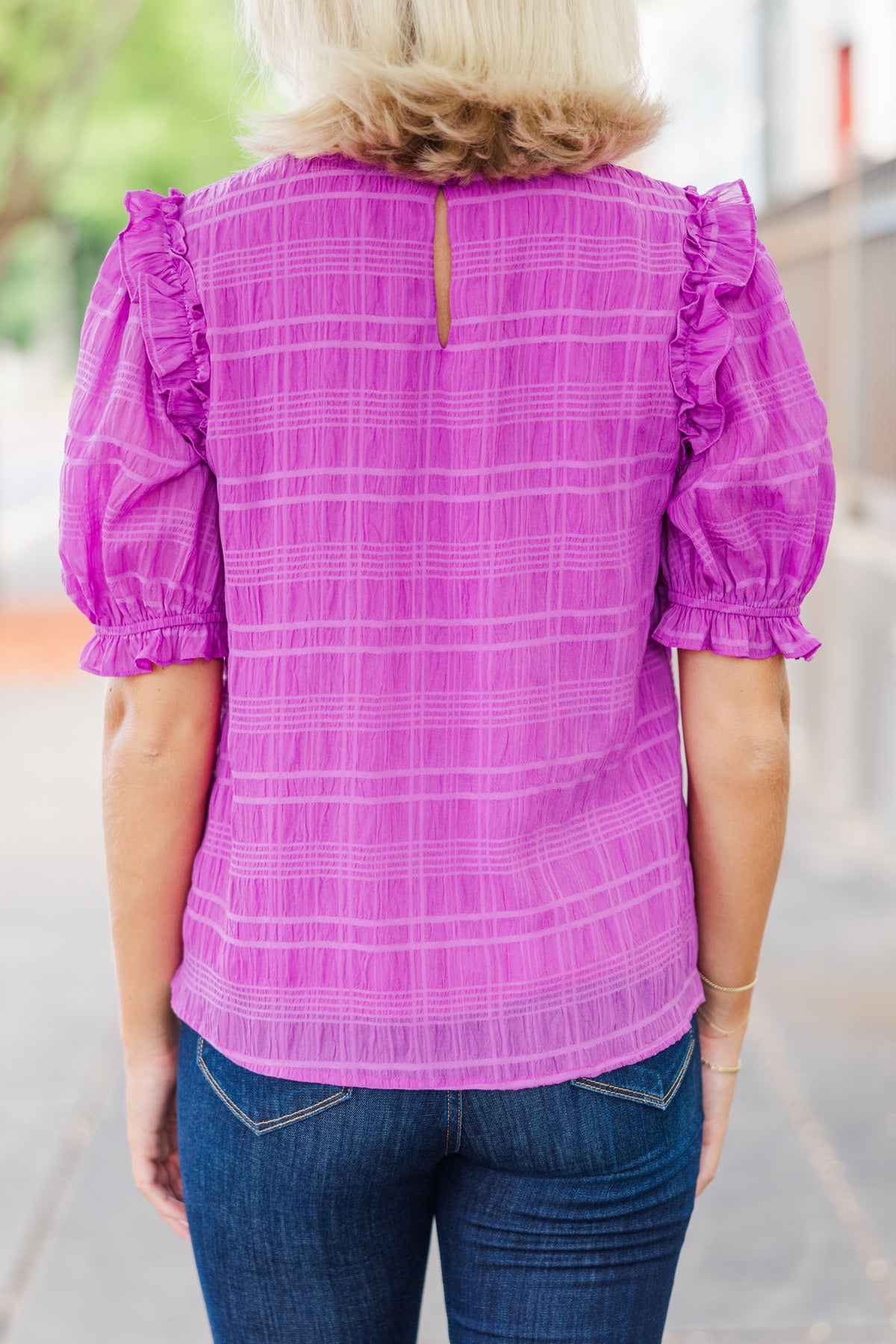 Glad To See You Magenta Purple Ruffled Blouse – Shop the Mint