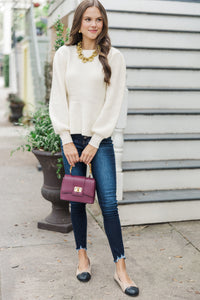 Final Notice Cream Peplum Sweater