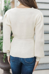 Final Notice Cream Peplum Sweater