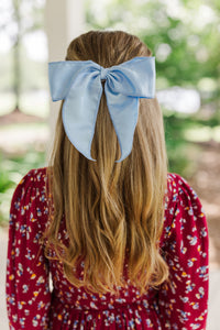 Girls: Just Have Fun Blue Satin Hair Bow