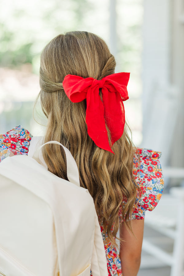 Girls: Full Of Hope Red Gauze Hair Bow