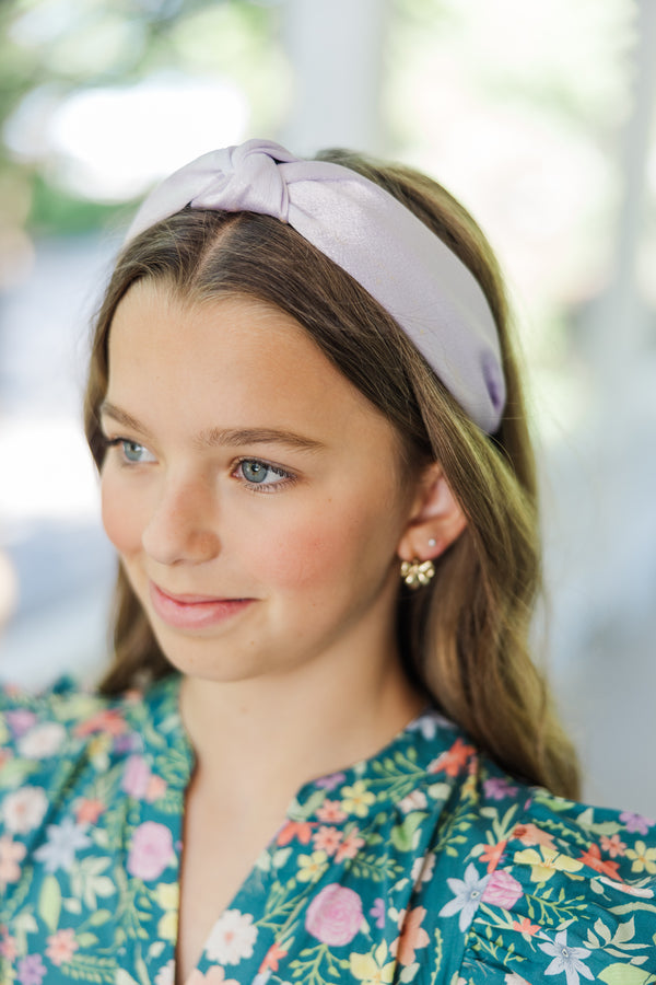 Girls: Out And About Orchid Purple Satin Knotted Headband